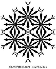 Snowflake Icon. Snowflake Icon picture. Snowflake in Flat Design. Pattern of Snow, Black Color Design. Vector illustration.