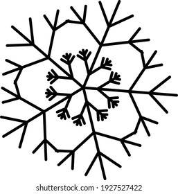 Snowflake Icon. Snowflake Icon picture. Snowflake in Flat Design. Pattern of Snow, Black Color Design. Vector illustration.