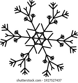 Icono de copo de nieve. Icono de copo de nieve. Copo de nieve de diseño plano. Patrón de Nieve, Diseño de Color Negro. Ilustración vectorial.