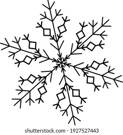 Snowflake Icon. Snowflake Icon picture. Snowflake in Flat Design. Pattern of Snow, Black Color Design. Vector illustration.