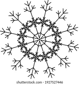 Schneeflocken-Symbol Schneeflocken-Icon-Bild. Schneeflocke in flachem Design. Muster des Schnees, Schwarzes Farbdesign. Vektorgrafik.