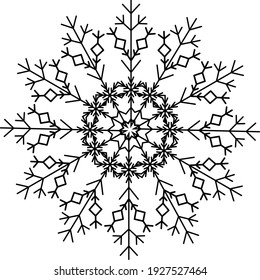 Icono de copo de nieve. Icono de copo de nieve. Copo de nieve de diseño plano. Patrón de Nieve, Diseño de Color Negro. Ilustración vectorial.