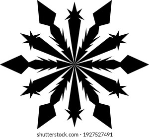 Snowflake Icon. Snowflake Icon picture. Snowflake in Flat Design. Pattern of Snow, Black Color Design. Vector illustration.