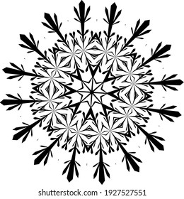 Snowflake Icon. Snowflake Icon picture. Snowflake in Flat Design. Pattern of Snow, Black Color Design. Vector illustration.