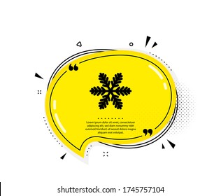 Snowflake icon. Quote speech bubble. Christmas snow sign. Winter or cold symbol. Quotation marks. Classic snowflake icon. Vector