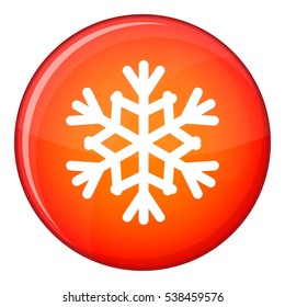 Snowflake icon in red circle isolated on white background vector illustration