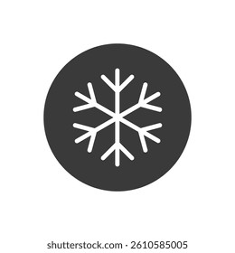 Snowflake icon representing cold, winter, ice, weather, snow, and freezing temperature in minimal flat vector design

