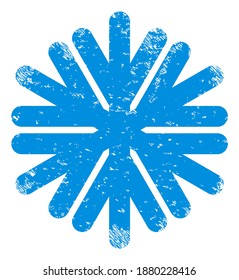 Snowflake icon with scratched style. Isolated vector snowflake icon image with scratched rubber texture on a white background.