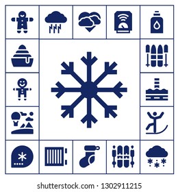  snowflake icon set. 17 filled snowflake icons.  Simple modern icons about  - Gingerbread, Frozen, Snowflake, Sky, Ski, North pole, Skiing, Winter, Storm, Heater, Christmas sock