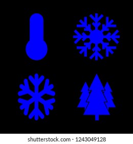 snowflake icon set about snow, christmas tree and thermometer vector set