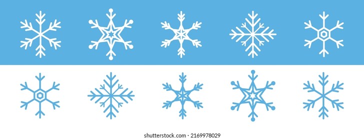Juego de iconos de copo de nieve. Colección de copos de nieve negros. Ilustración aislada del vector. 