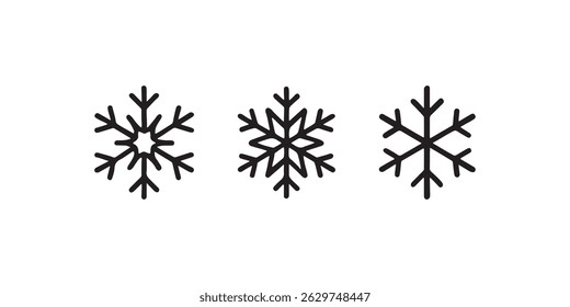 Ícone de floco de neve definido em contorno preto Vetor