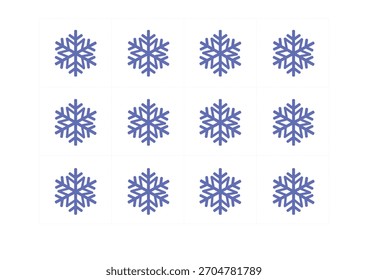 Icono de copo de nieve en color azul. Ilustración vectorial de copos de nieve
