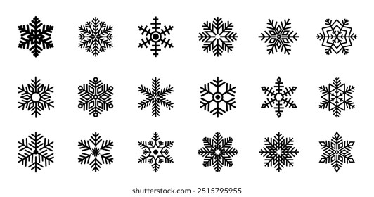 Snowflake icon set. Christmas snowflake vector icon. Winter icon.