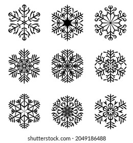 Snowflake icon set. Christmas and winter sign. Vector pattern isolated on white background
