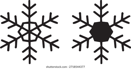 Conjunto de iconos de copo de nieve con Formas decorativas de cristal de invierno, patrones de escarcha simétricos y símbolos de Clima frío estacional