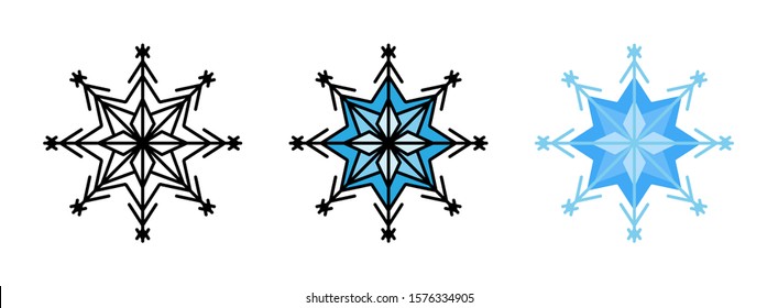 Snowflake icon set  isolated on white background for web design