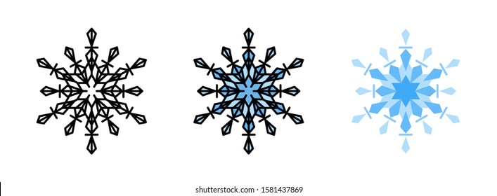Snowflake icon set  isolated on white background for web design