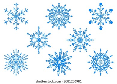 Snowflake icon set. Isolated on white background. Winter decor.