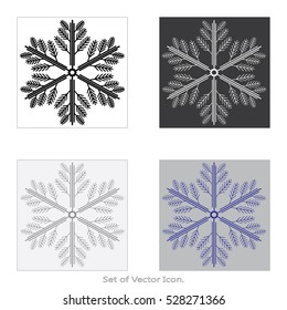 Snowflake icon set. Isolated sign symbol. Vector illustration.