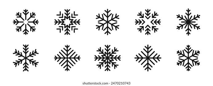 Snowflake icon. Snowflake set. Isolated snowflakes collection.