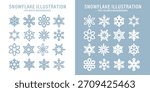 Snowflake Icon Set in Light Blue for White and Colored Backgrounds