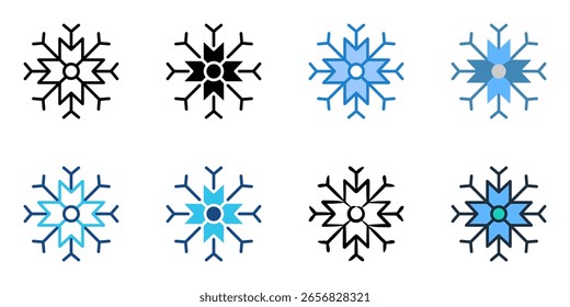 Snowflake icon set multiple style collection 
