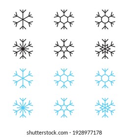 Snowflake icon set on white background