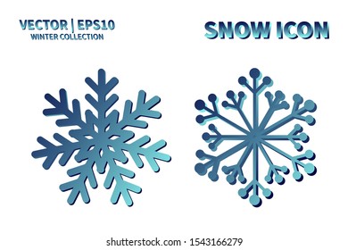 Snowflake icon set. Snowflake snow vector collection. Isolated snowflake for Merry Christmas. Winter snowflake flat icon use for New Year, weather, holiday, decoration, graphic, background, pattern