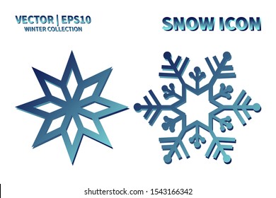 Snowflake icon set. Snowflake snow vector collection. Isolated snowflake for Merry Christmas. Winter snowflake flat icon use for New Year, weather, holiday, decoration, graphic, background, pattern