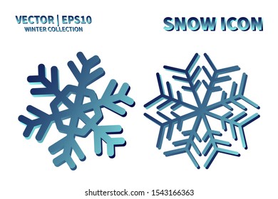 Snowflake icon set. Snowflake snow vector collection. Isolated snowflake for Merry Christmas. Winter snowflake flat icon use for New Year, weather, holiday, decoration, graphic, background, pattern