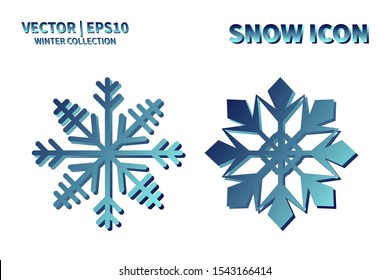Snowflake icon set. Snowflake snow vector collection. Isolated snowflake for Merry Christmas. Winter snowflake flat icon use for New Year, weather, holiday, decoration, graphic, background, pattern