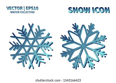 Snowflake icon set. Snowflake snow vector collection. Isolated snowflake for Merry Christmas. Winter snowflake flat icon use for New Year, weather, holiday, decoration, graphic, background, pattern