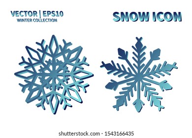 Snowflake icon set. Snowflake snow vector collection. Isolated snowflake for Merry Christmas. Winter snowflake flat icon use for New Year, weather, holiday, decoration, graphic, background, pattern