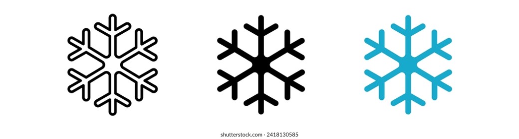 Snowflake icon set. Snow vector set. Christmas snow icon set. Isolated graphic illustration snowfall. Simple snowflake icon in vector design flat style