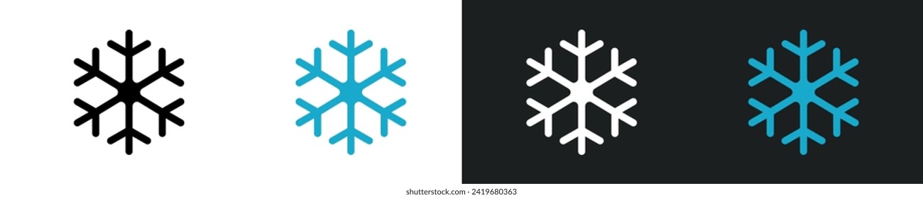 Snowflake icon set. Snow vector set. Christmas snow icon set. Isolated graphic illustration snowfall. Simple snowflake icon in vector design flat style