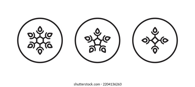 Snowflake icon set. Snow winter holiday icons,editable stroke, design style isolated on white linear pictogram, button, vector, sign, symbol, logo, illustration