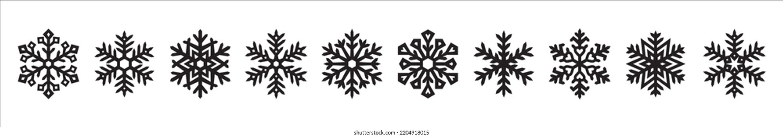 Juego de iconos de copo de nieve. Colección de vectores de copos de nieve. Plantilla de diseño de copos de nieve en varias formas hexagonales. Para la artesanía de corte de papel y la ilustración con detalles hermosos.