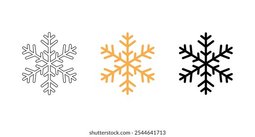 ícone floco de neve definido com prata exclusiva, ouro e desenhos pretos para as decorações de férias de inverno e saudações sazonais