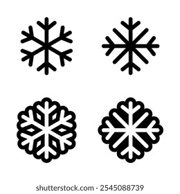 Ícone de floco de neve definido. Ilustração vetorial.