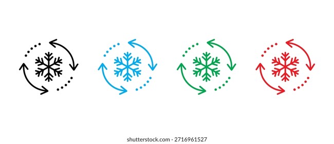 Icono de copo de nieve establecido Vector sobre fondo blanco. Icono de copo de nieve de rotación. Ilustración vectorial.