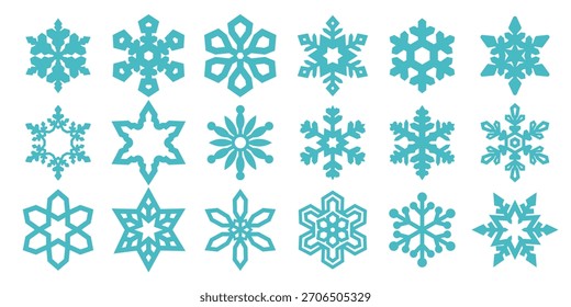Snowflake Icon Set — Winter and Christmas Vector Collection