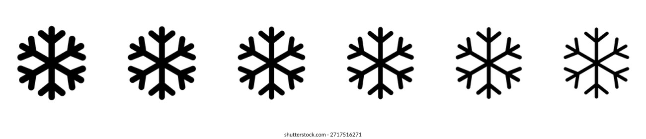 Snowflake Icon Set for Winter, Cold, and Weather Design