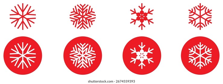 Snowflake icon set. Winter snowflake line icon. Snowflake icons. Editable stroke. Vector illustration.