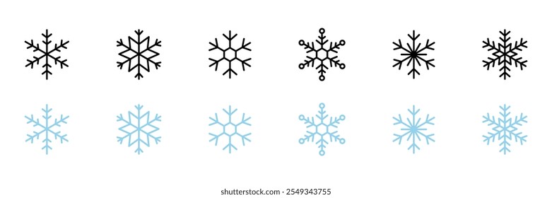 Snowflake icon set. Winter snow symbol. Vector icons