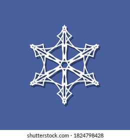 Icono De Snowflake Con Sombra. Icono De Snowflake En El Estilo De Corte De Papel