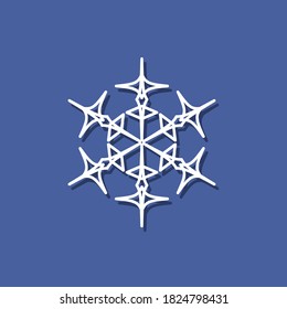 Icono De Snowflake Con Sombra. Icono De Snowflake En El Estilo De Corte De Papel