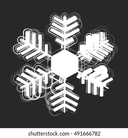 Snowflake icon shape. hand drawn style. vector illustration