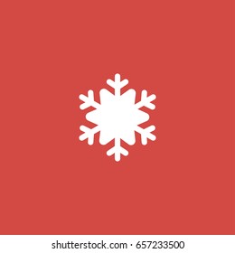 Snowflake Icon. Sign Design. Red Background