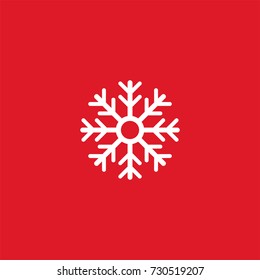 snowflake icon. sign design. red background